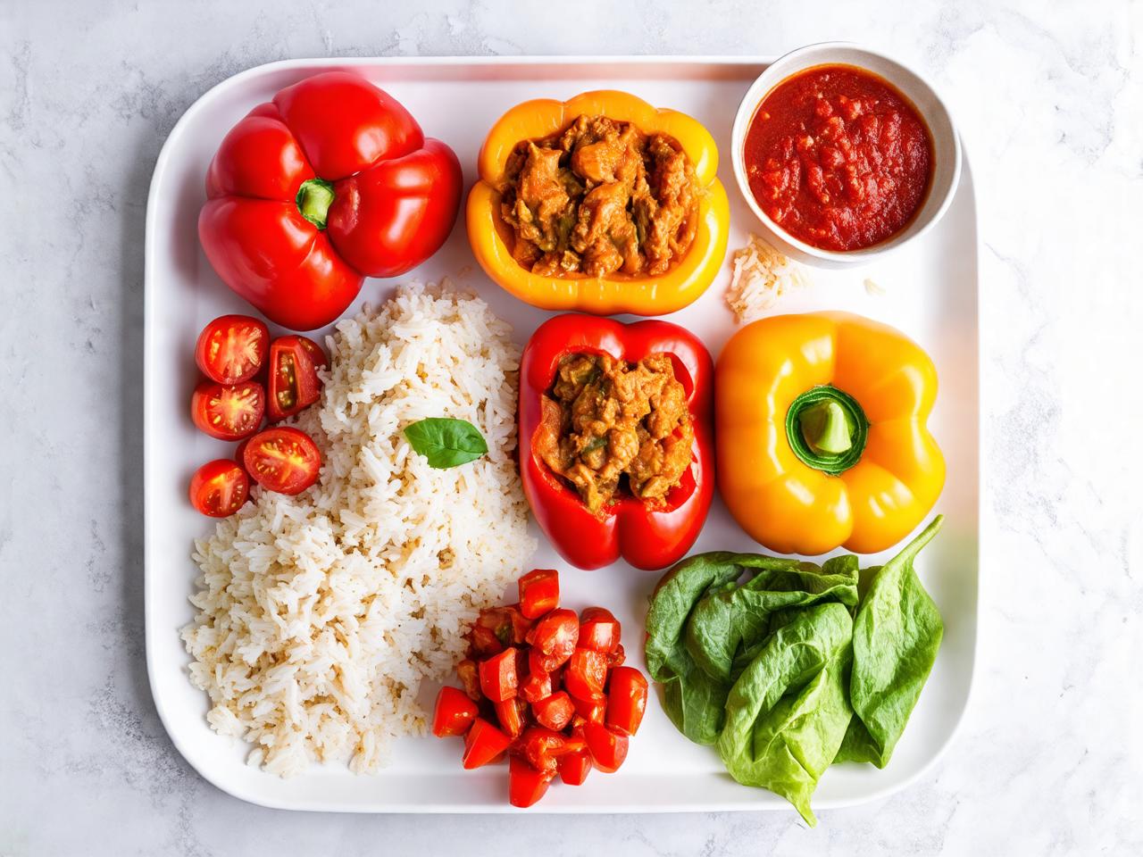 Ingredients: Gather Your Flavorful Arsenal for Turkey Stuffed Peppers with Rice and Tomato Sauce